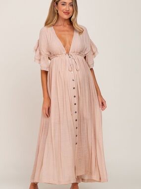 PinkBlush Maxi Button-Front Maternity Dress